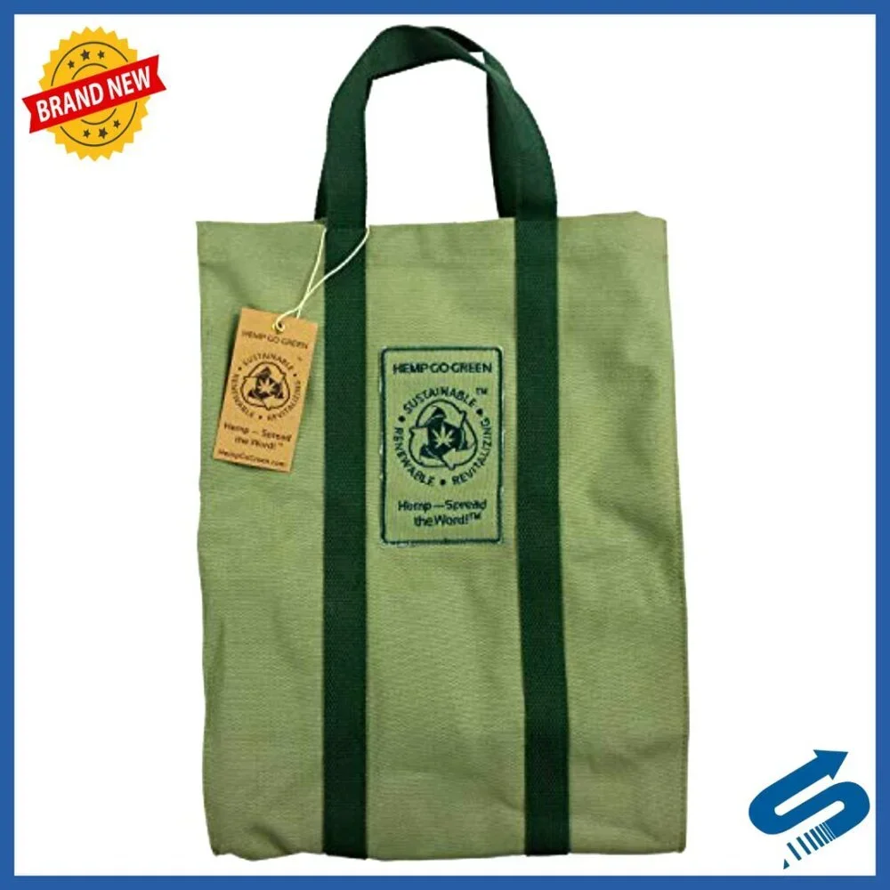 Heavy Duty Reusable Shopping Bag Hemp Canvas Eco-Friendly Durable Tote